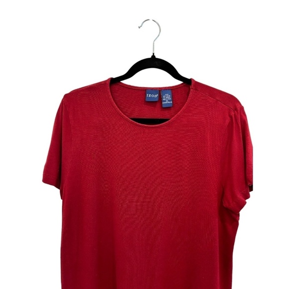 Izod Red Crew Neck Short Sleeve Women's Top T-Shirt Size XL - Picture 3 of 4